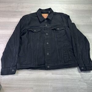 Levi's Jacket Mens Large Black Trucker Denim Button Jean Stretch Casual Unlined